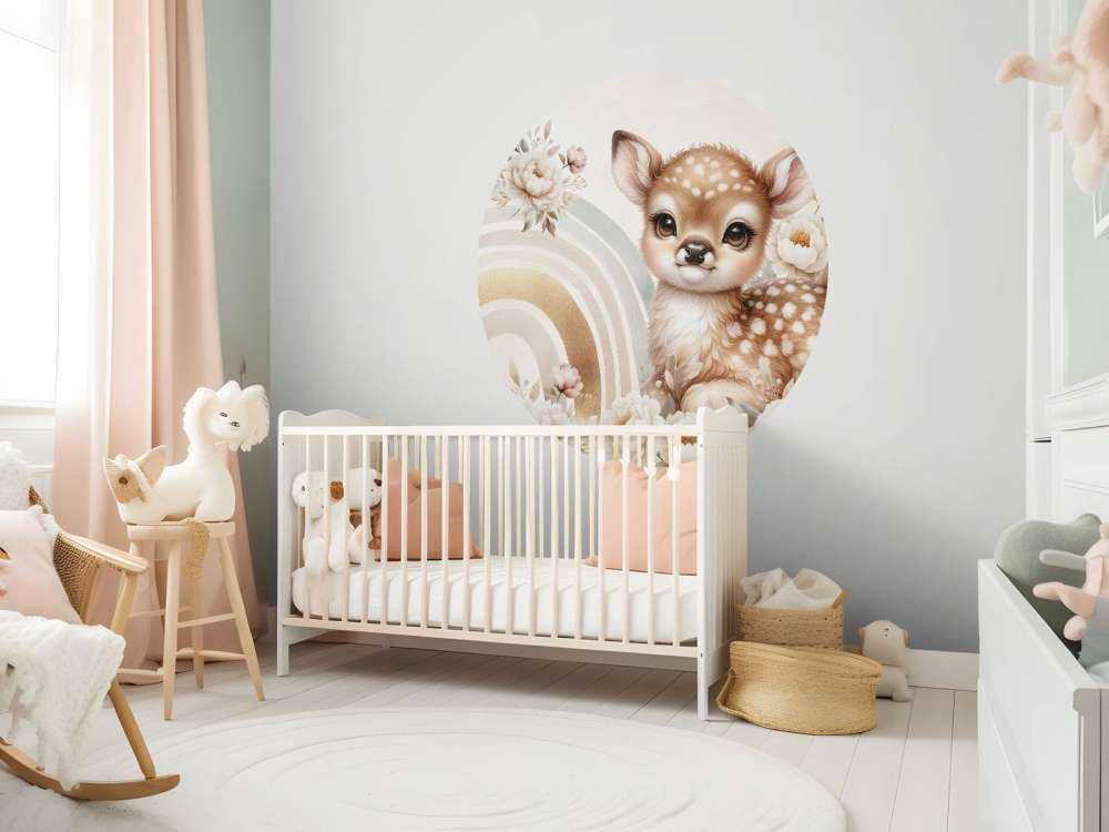 Dear little deer and golden rainbow