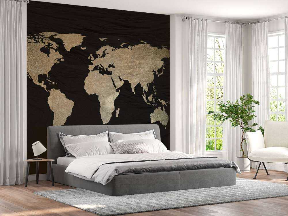 World map light gold