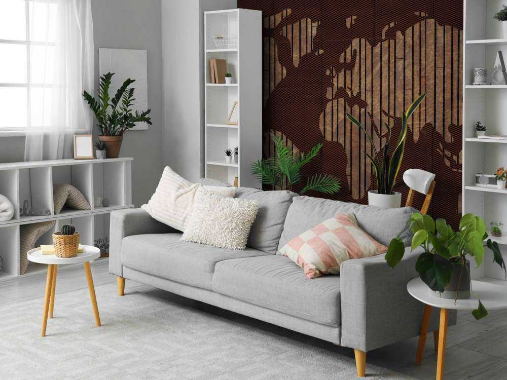 World map with wood structure