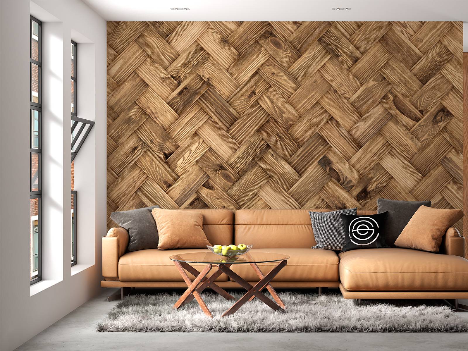 Natural wooden herringbone
