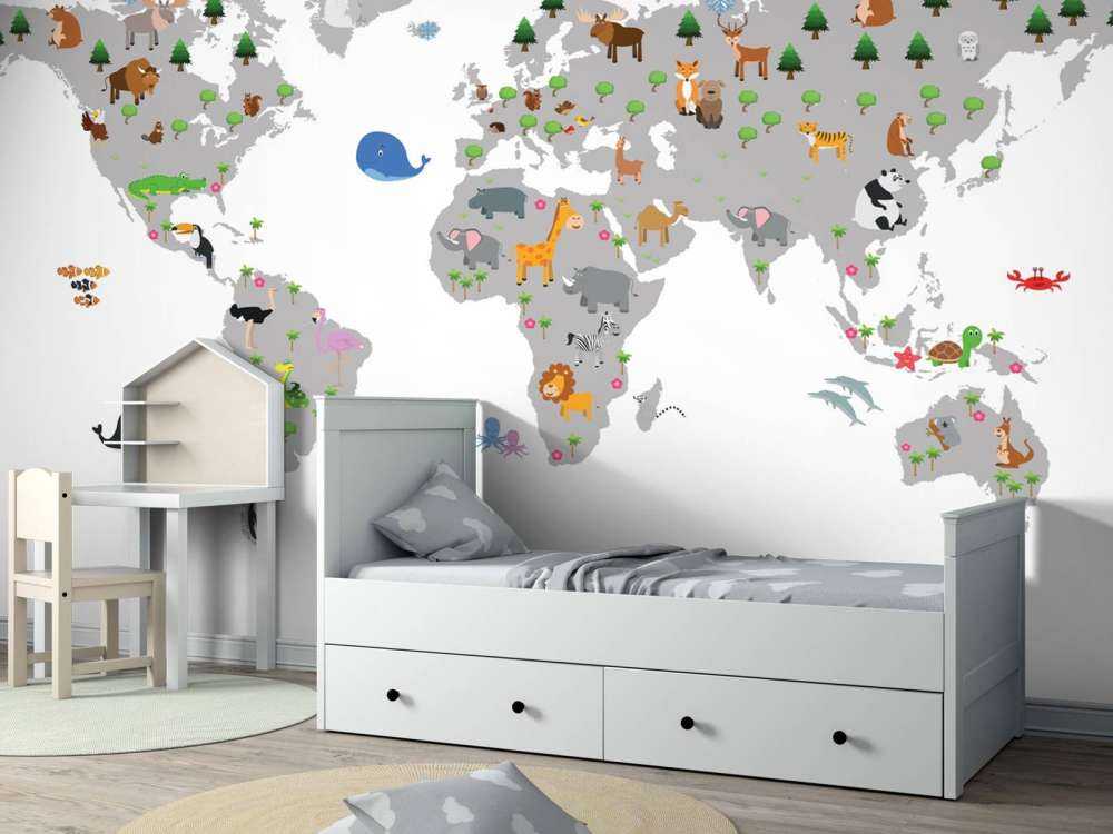 World map for children with white background