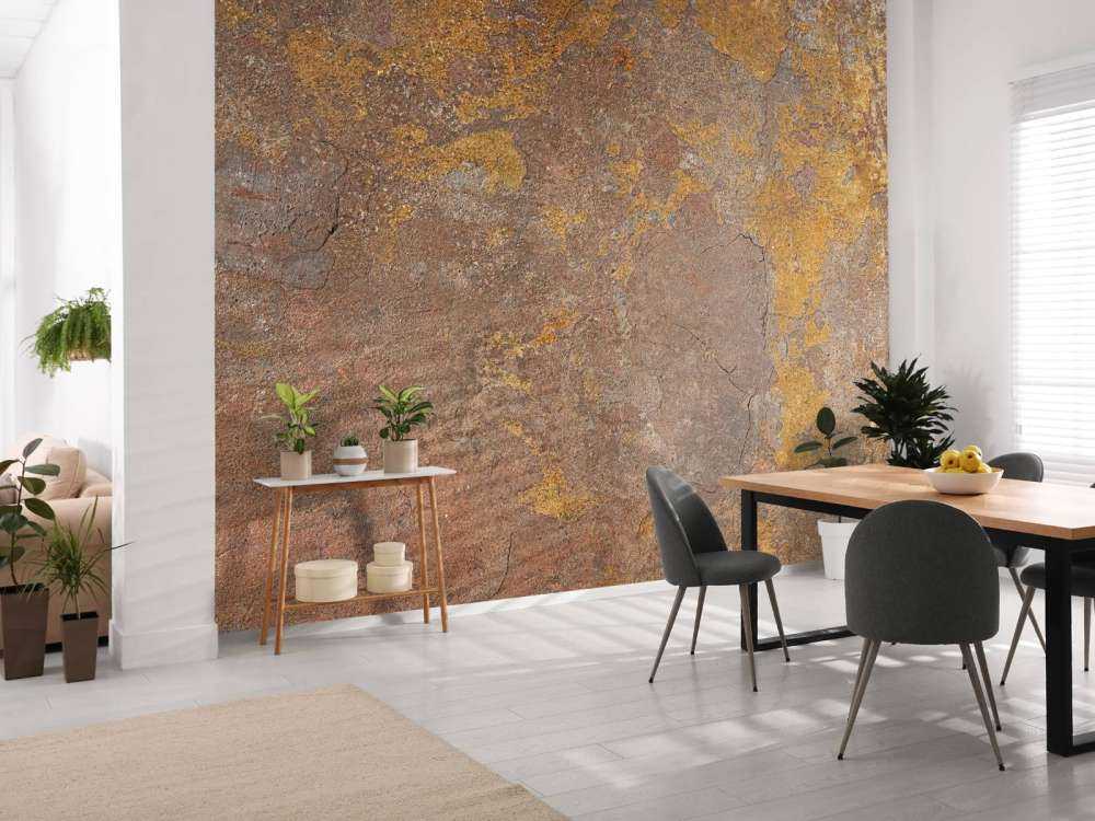 Old wall with yellow stucco