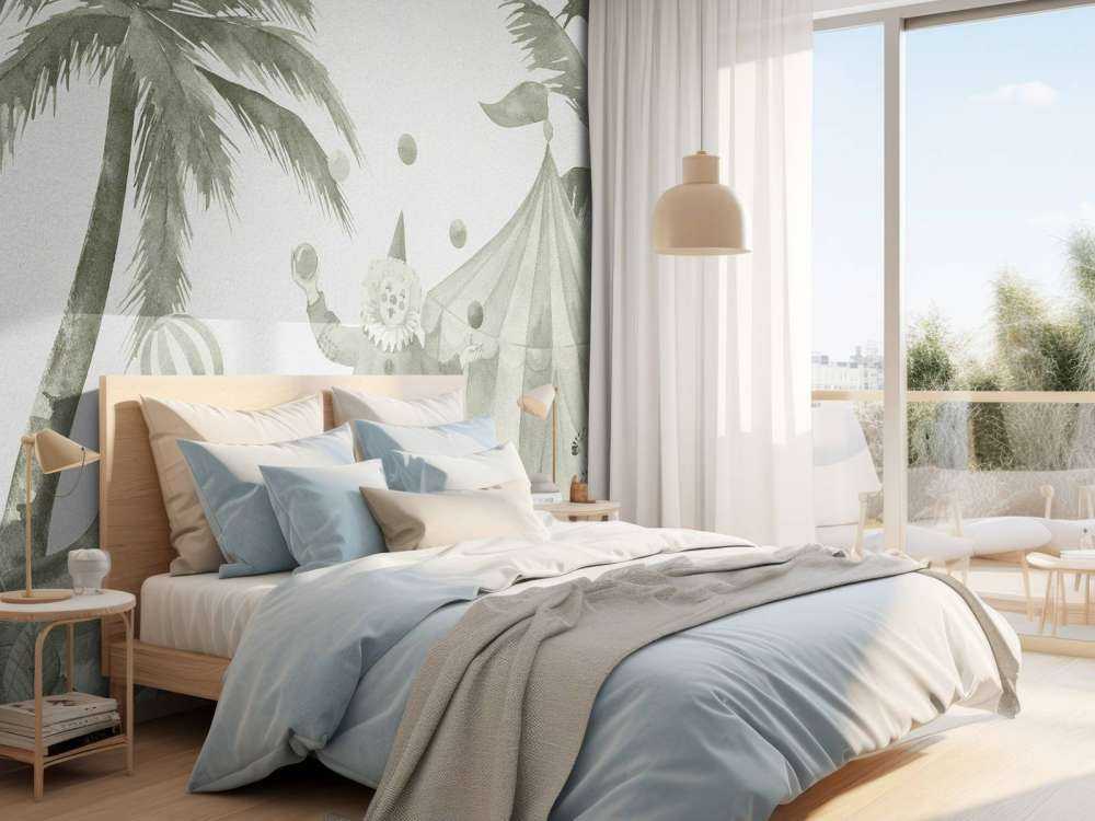 Merry circus animals in green