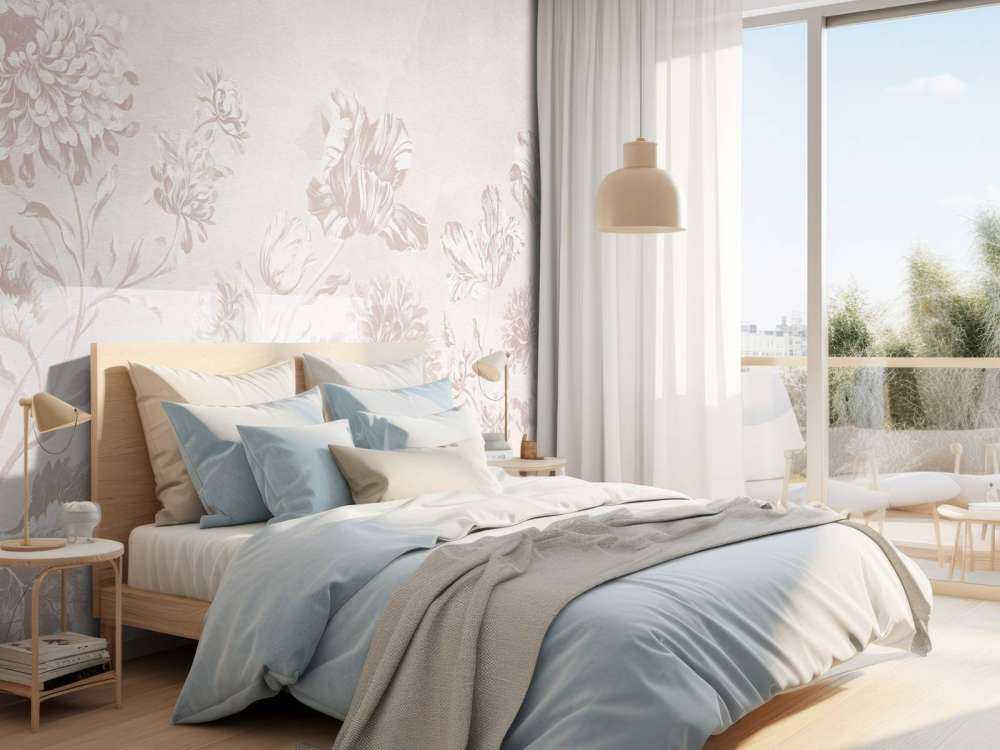 Baroque floral landscape - powder pink