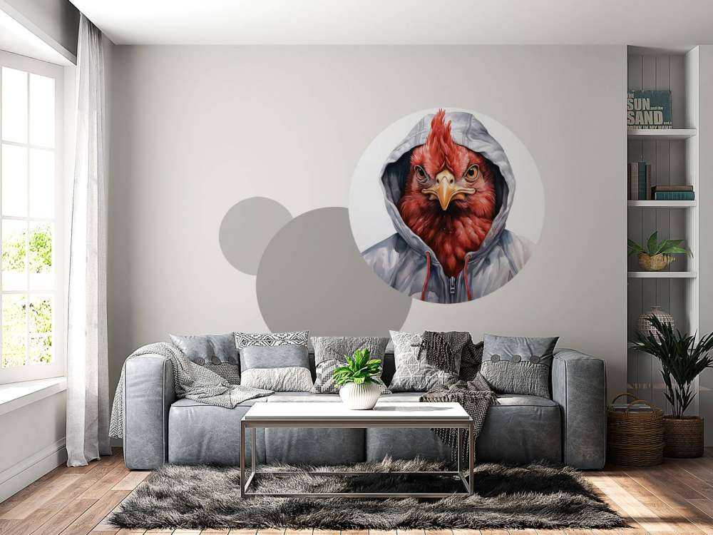 Watercolor Cartoon Chicken in a Hoodie