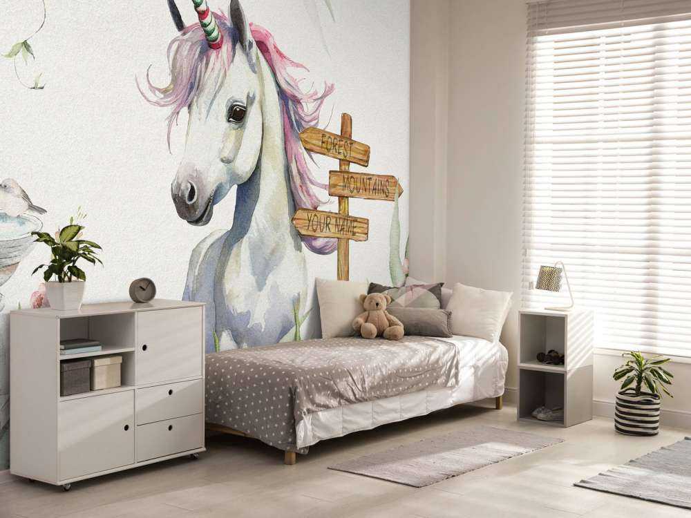 Baby unicorn with plants