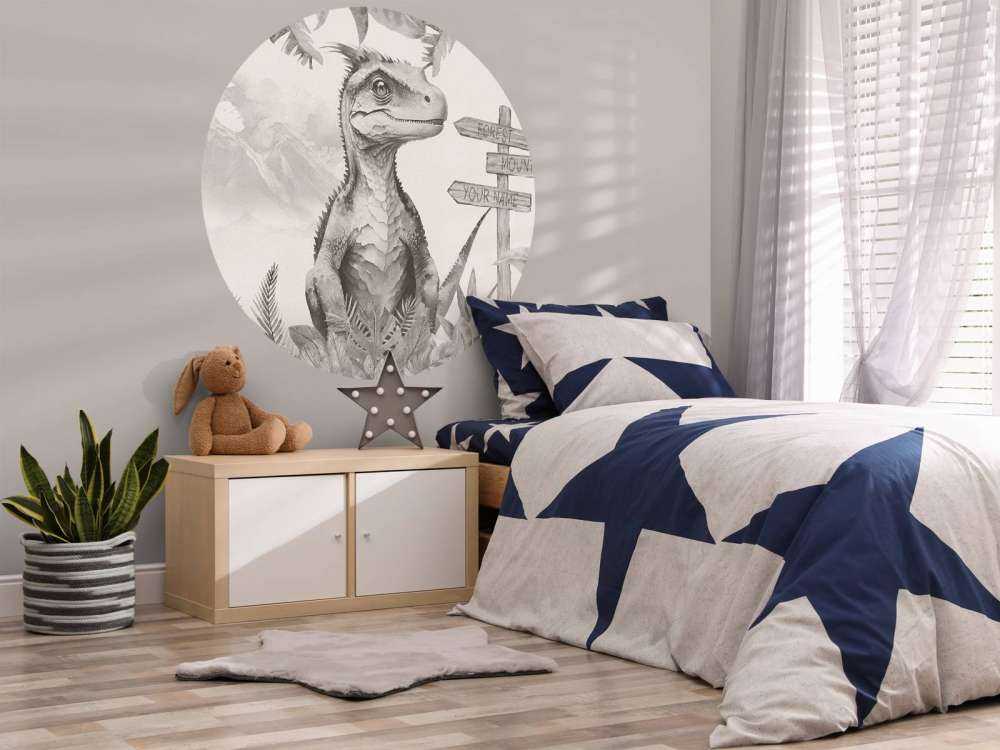 Baby velociraptor in the beige jungle