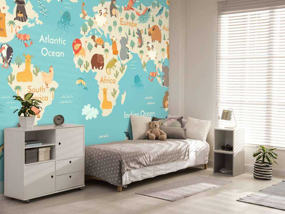 World map with animals