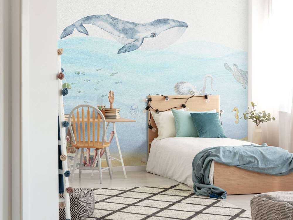 Underwater world with a whale