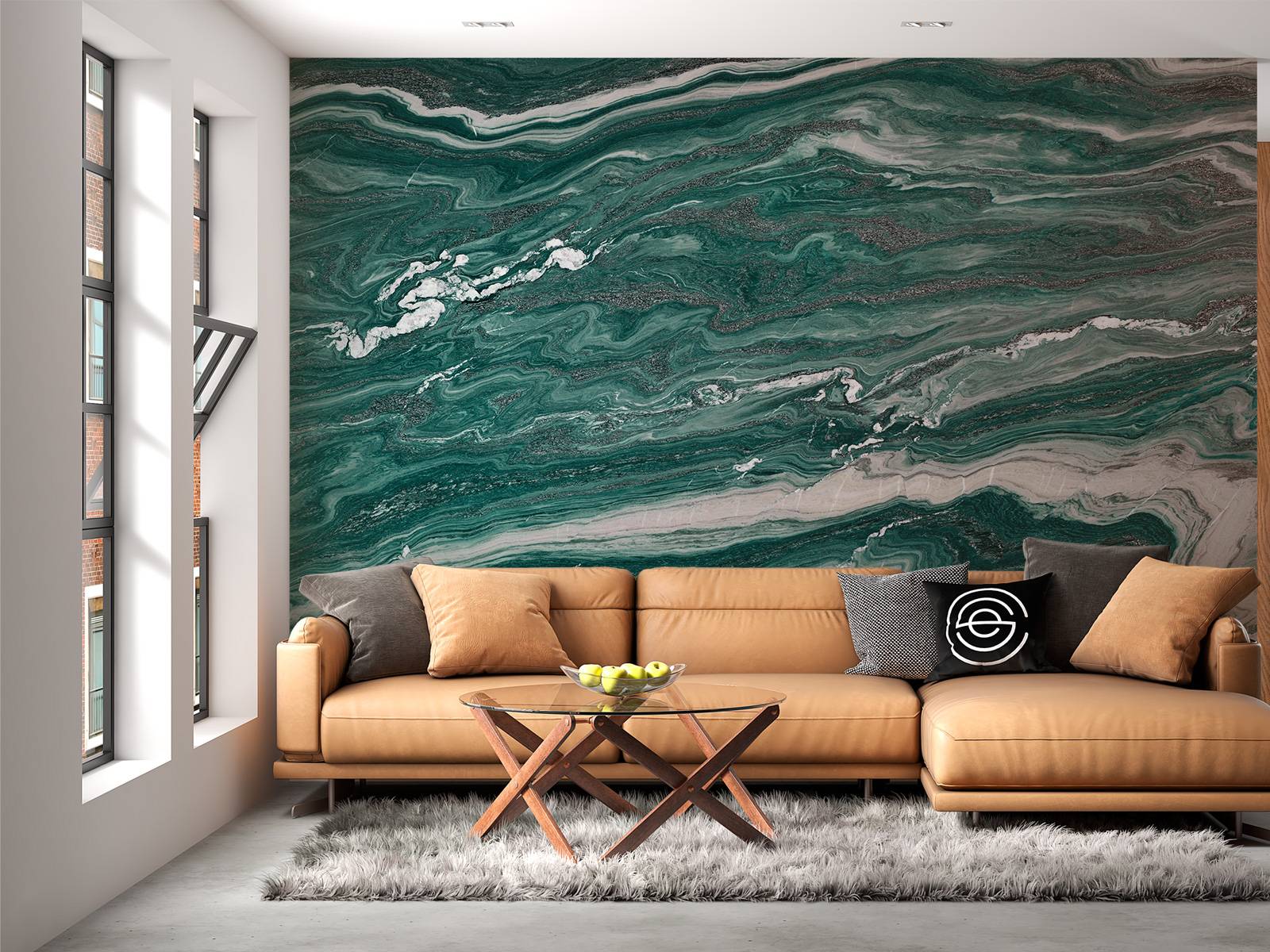 Green white marble