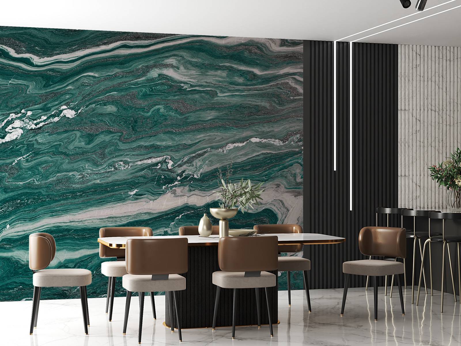 Green white marble