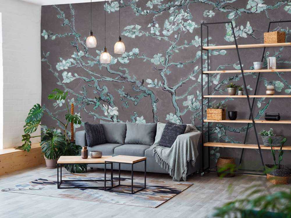 Almond blossom with a blue tint