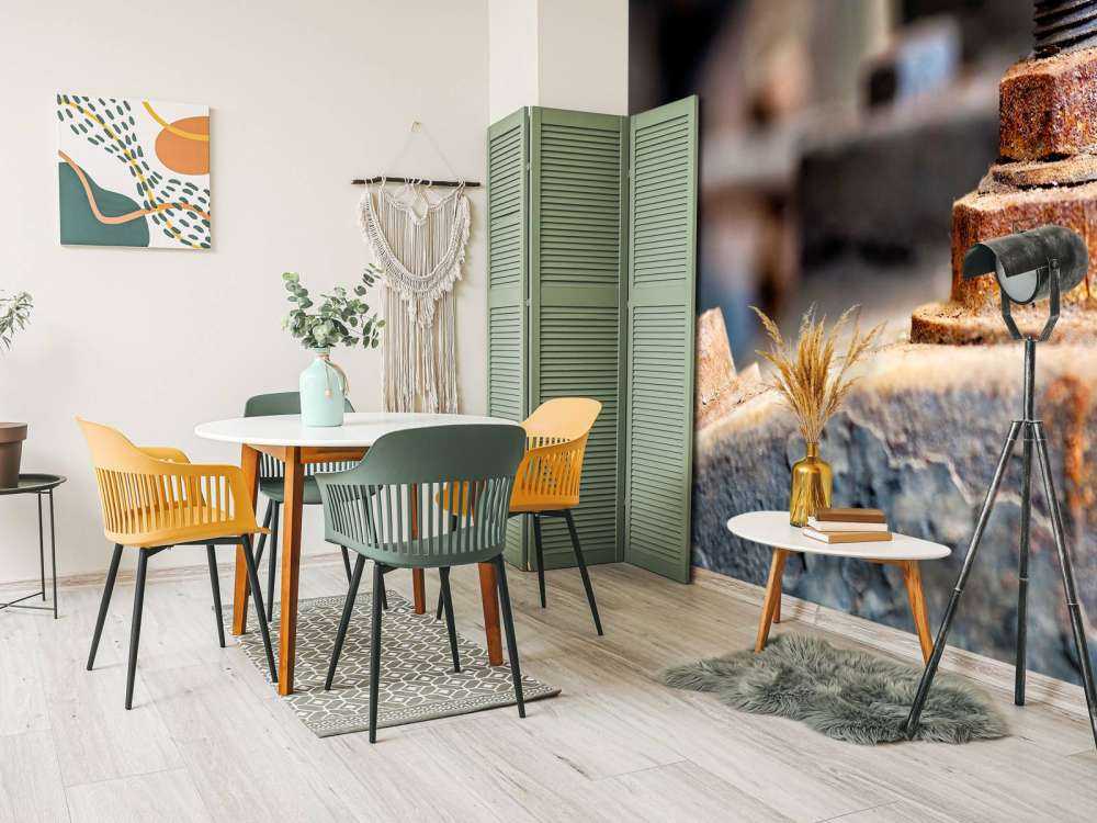 Detail of a rusted steam boiler (B)