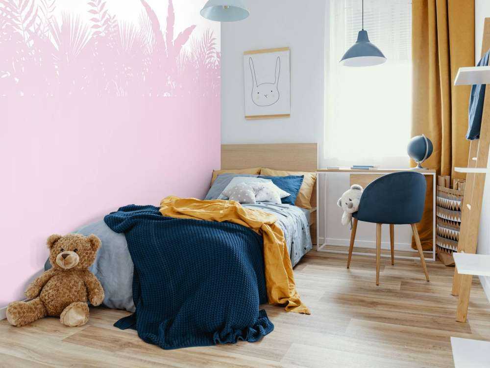 Silhouettes palm leaves, pink