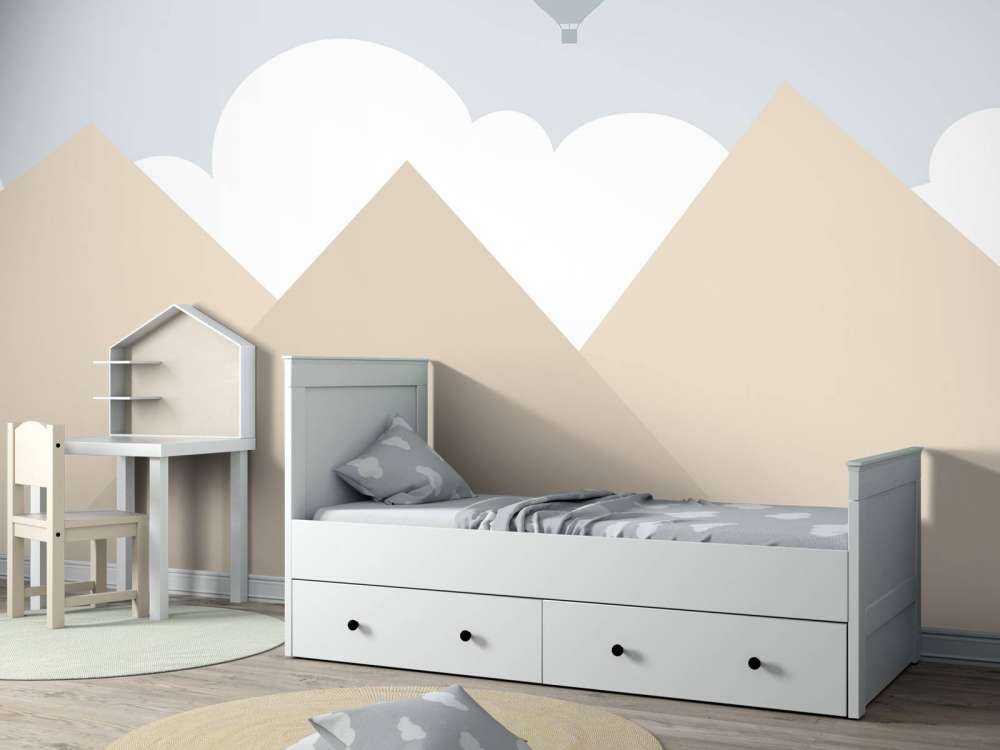 High mountains with hot air balloons