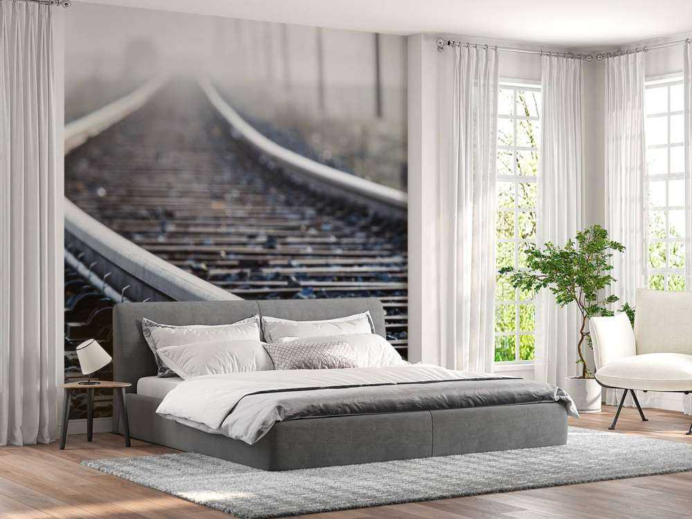 Train track in the morning mist