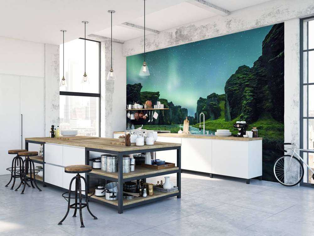 Northern lights above the mountains