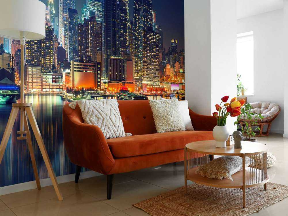 Photo wallpaper New York skyline at night