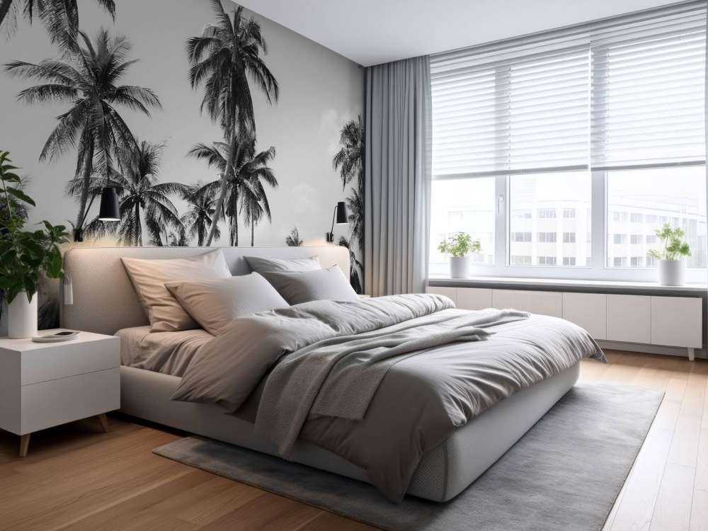 Palm trees in black and white