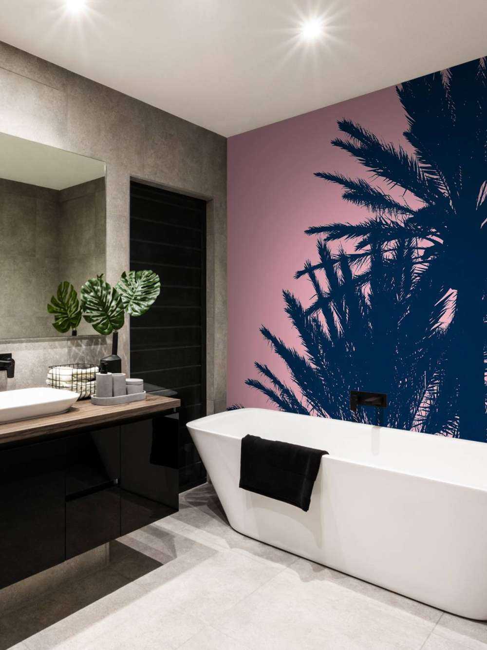 Palm trees with pink background