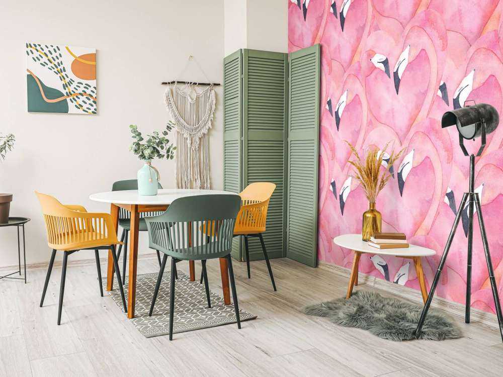 Watercolor flamingos