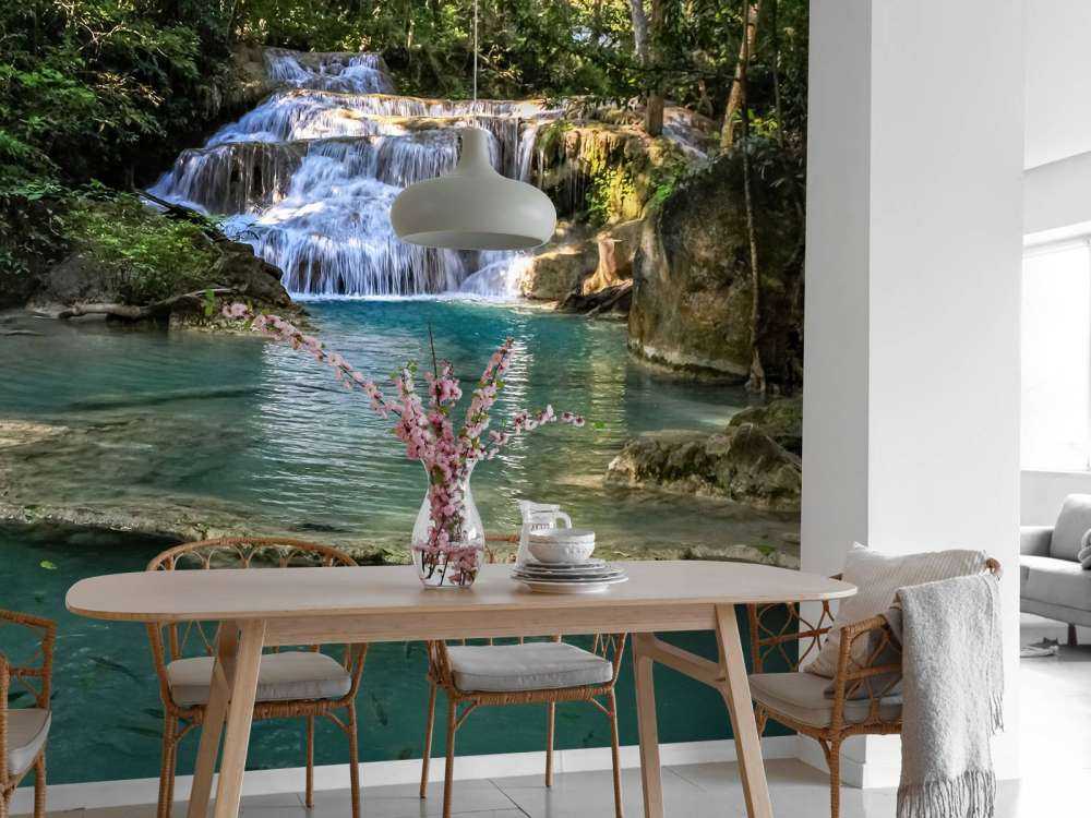 Fishing at a waterfall