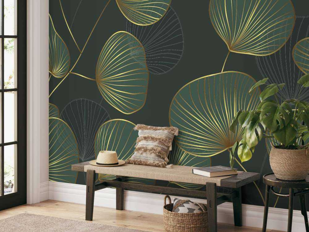 Ornate leaves with gold