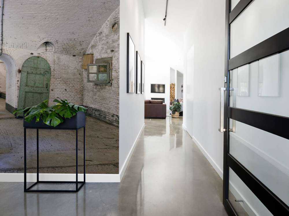 Green door in old building