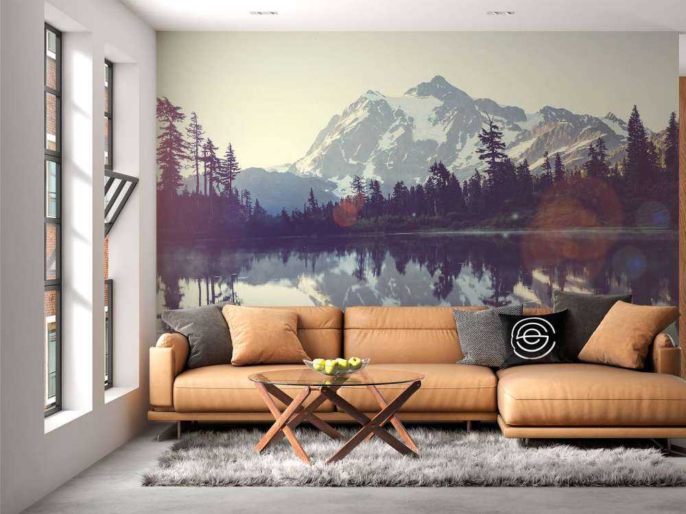 Mountain lake with forest