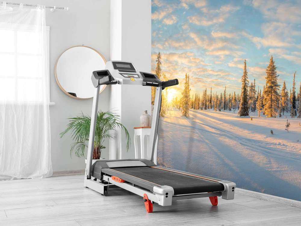 Snow landscape at sunset