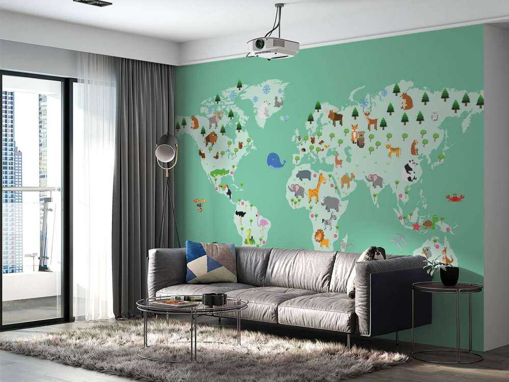 World map for children in green