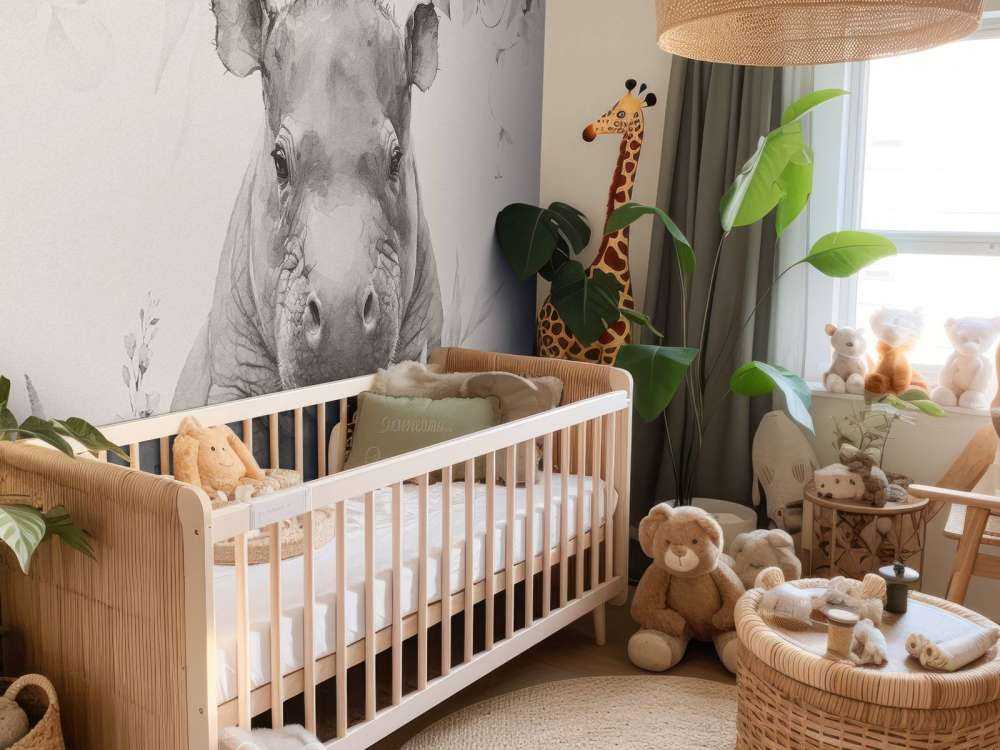 Baby hippo in the jungle beige