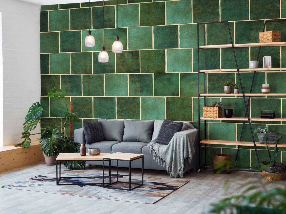 Green ceramic tiles