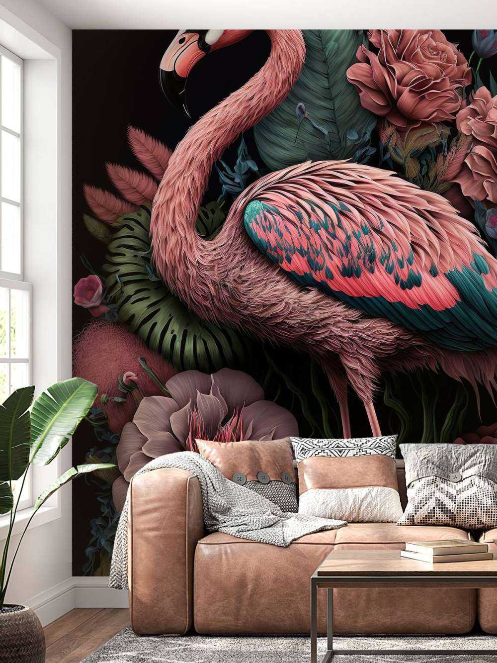 Flamingo Floral Splendor Night