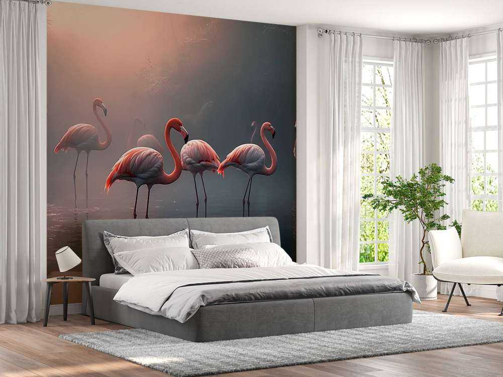 Misty Dawn Flamingos