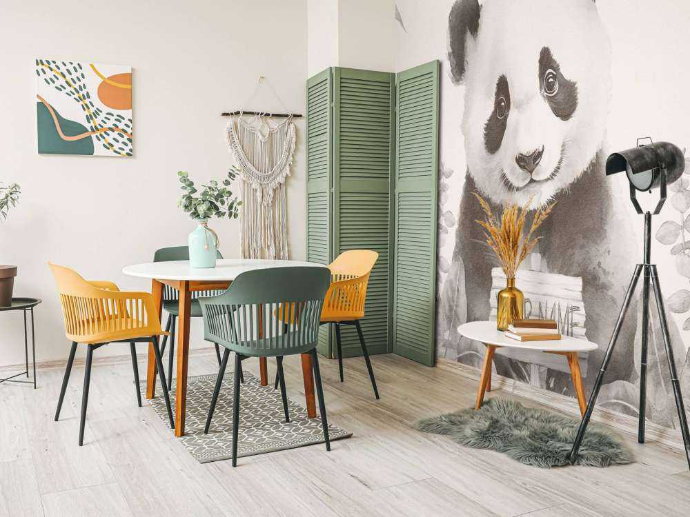 Baby panda in the jungle beige