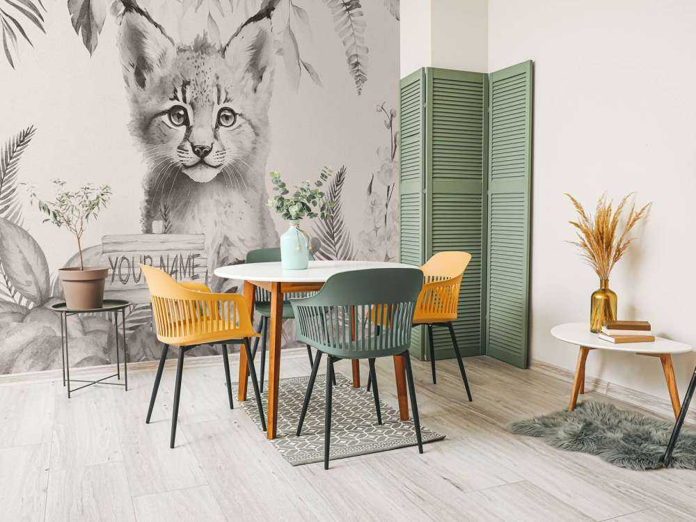 Baby lynx in the jungle beige