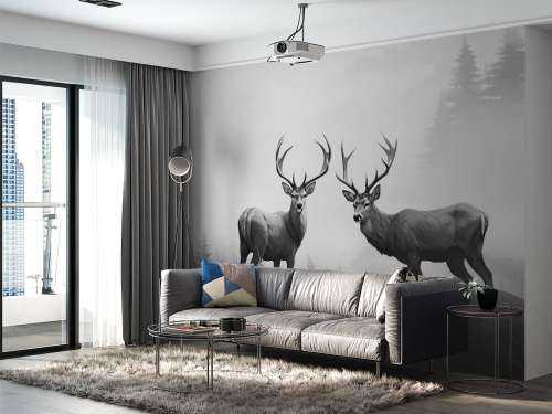 Foggy Forest Deer Symmetry