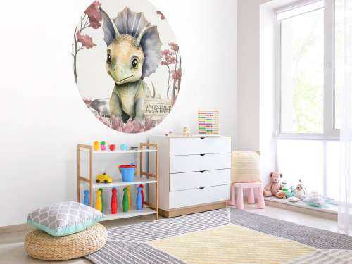 Baby triceratops in the pink jungle