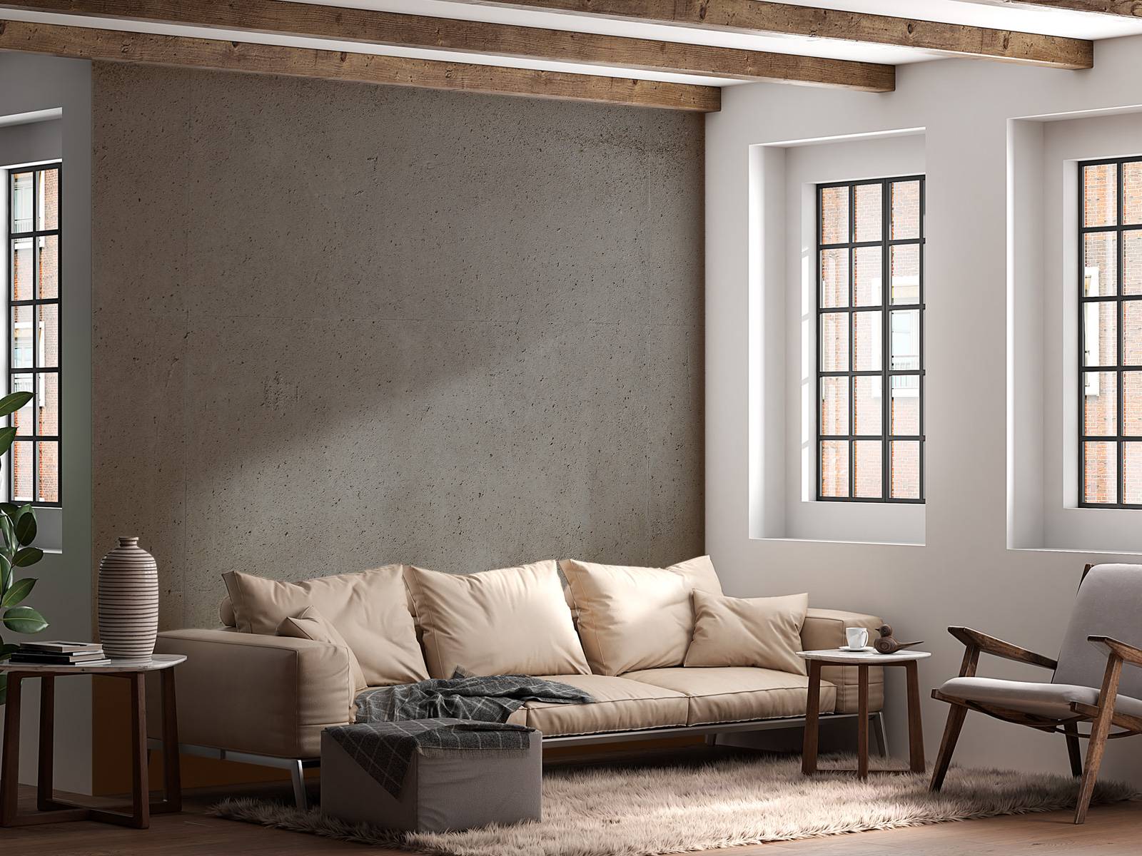 Large wall of concrete slabs