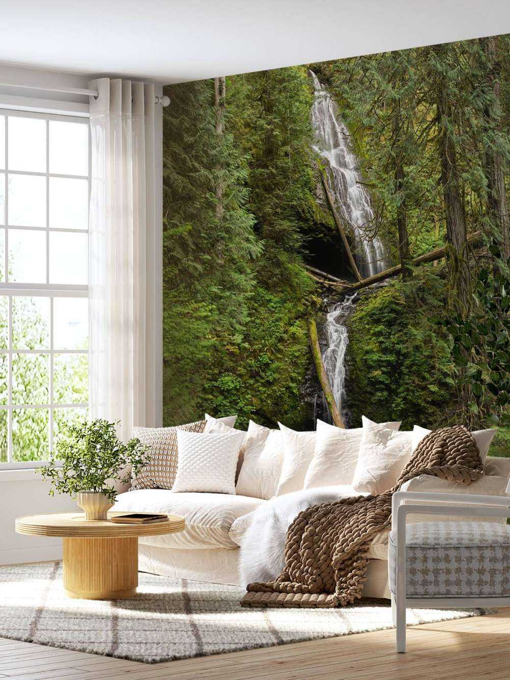 Waterfall with fallen trees