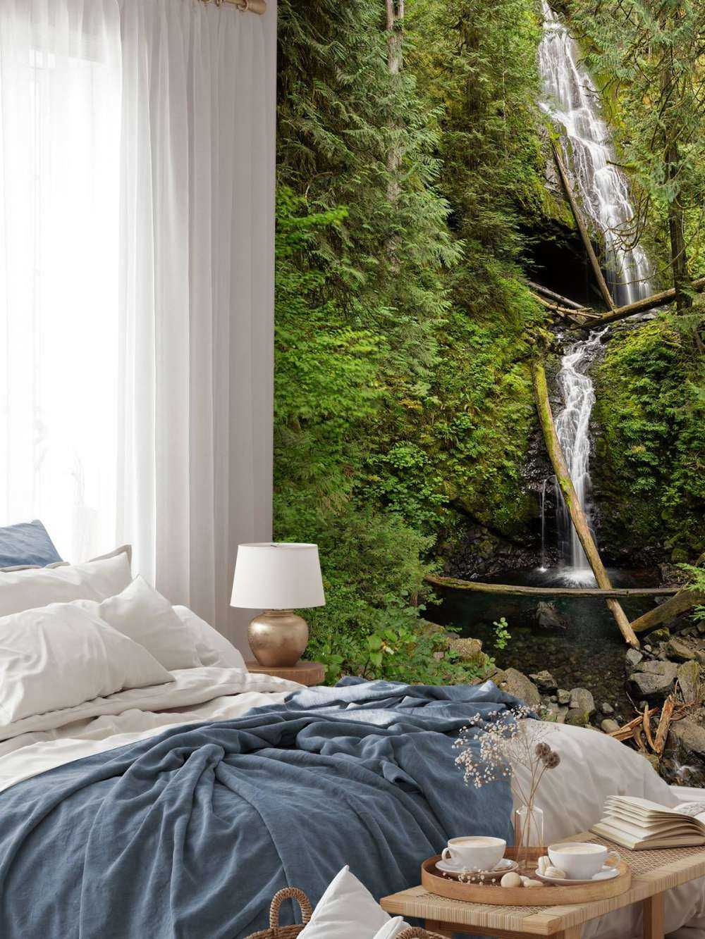 Waterfall with fallen trees