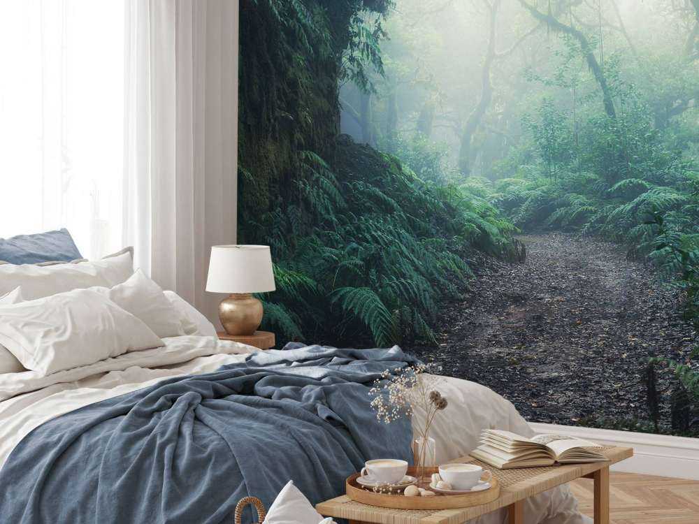Green foggy forest