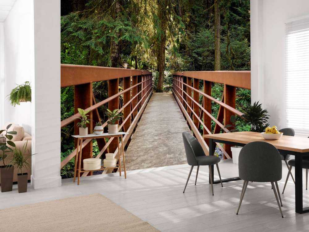 Rusty bridge in the forest 