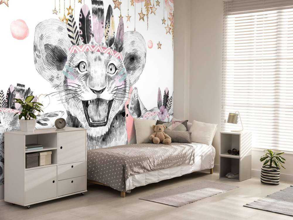 Dreamy animals under starry clouds