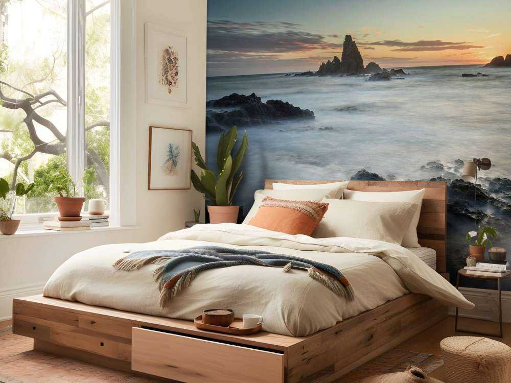 Zonsondergang tussen de rotsen