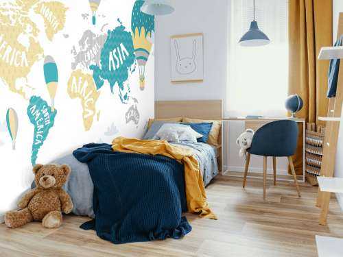 World map with balloons
