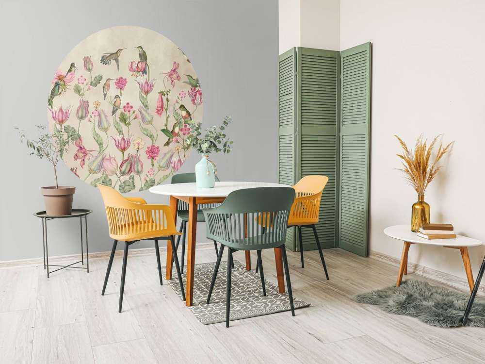 Spring Hummingbird Symphony - Blush Cream Elegance