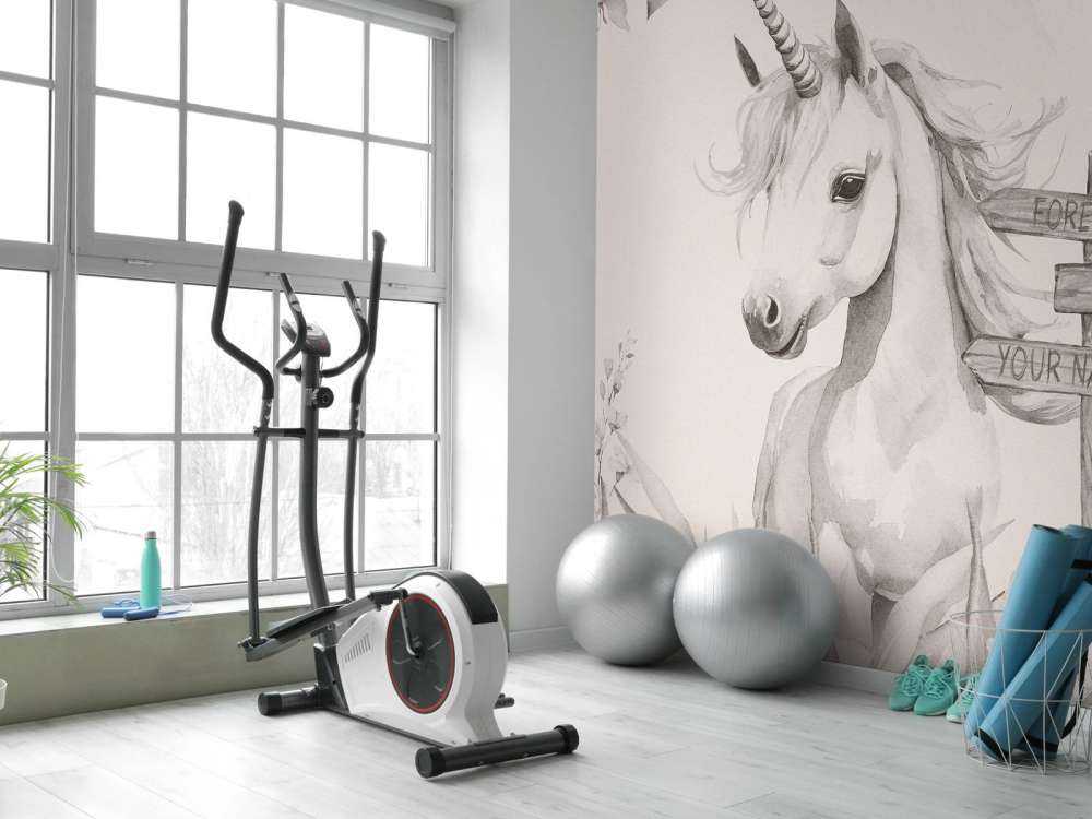 Baby unicorn with plants beige