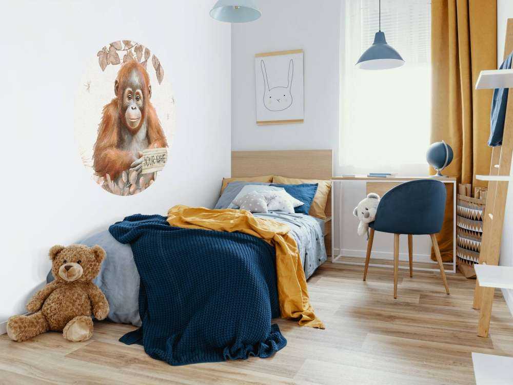 Young orangutan in the jungle taupe